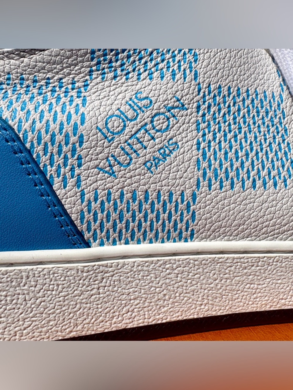 Louis Vuitton Blue Damier Sneaker Size 10 US 11 SS 22 High Top Calfskin MS0232 - Picture 4 of 17
